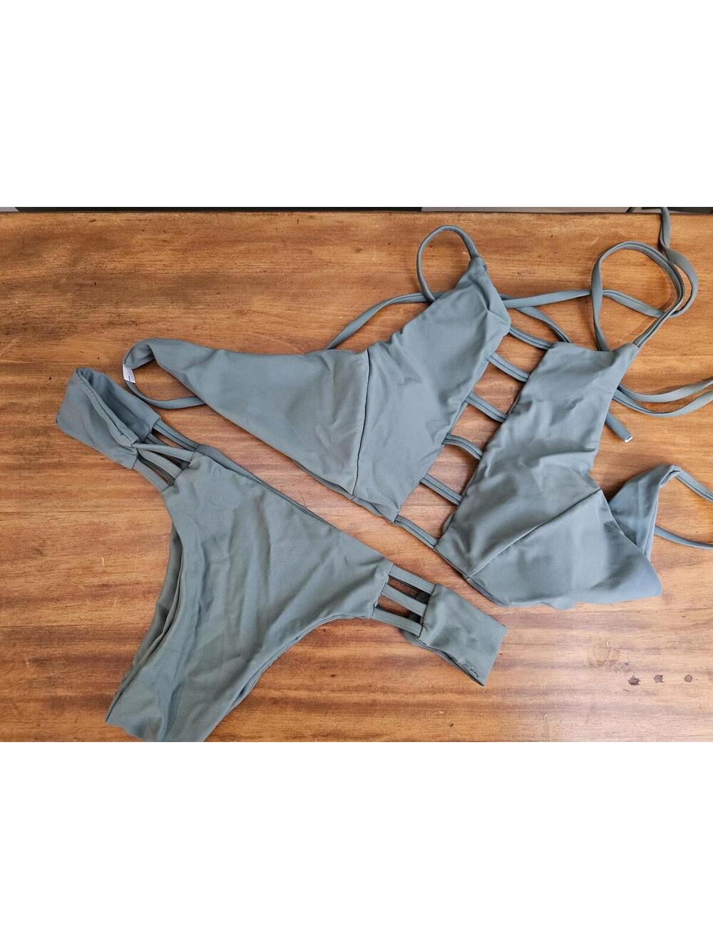 Bikini Set Olive Green Womens Size L Trendy Never Worn